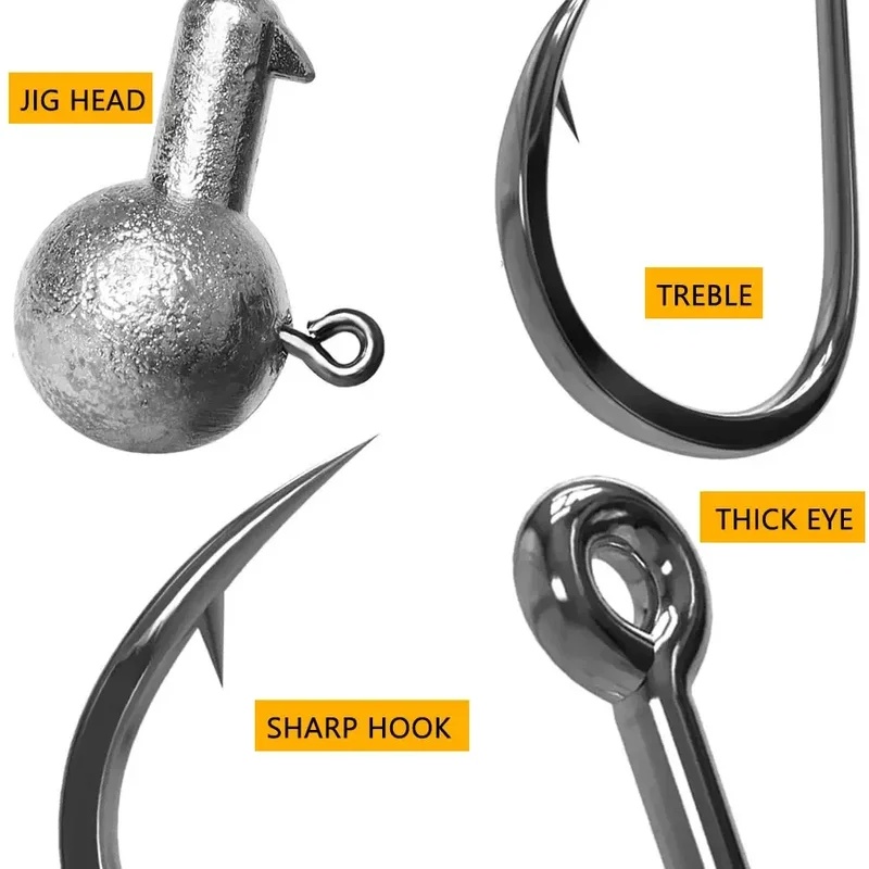 5/10pcs Big Head Hook 2.5g 3.5 - огляд і ціна Fishing Hook Weedless