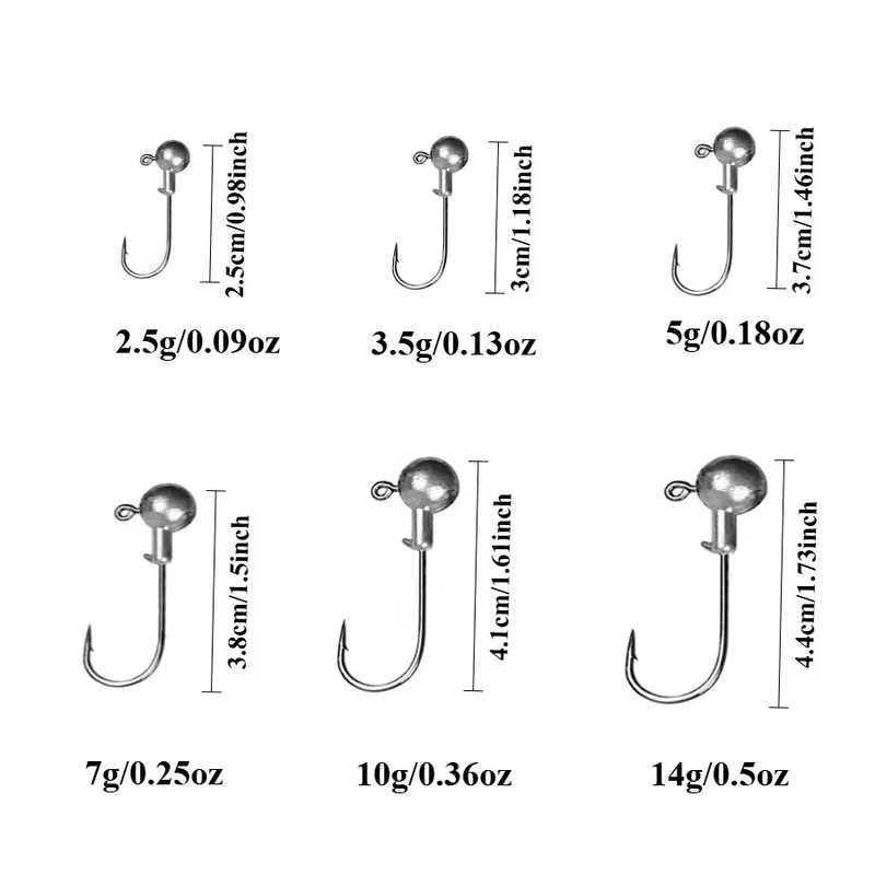 5/10pcs Big Head Hook 2.5g 3.5 - огляд і ціна Fishing Hook Weedless