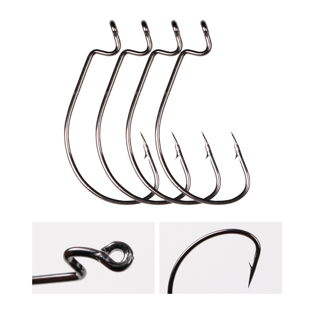 LUSHAZER 10pcs/lot Carbon Stee - огляд і ціна Fishing Hook Offset